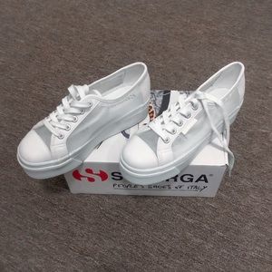 Superga, White 2790-Mattnetw mesh, Platform, 7